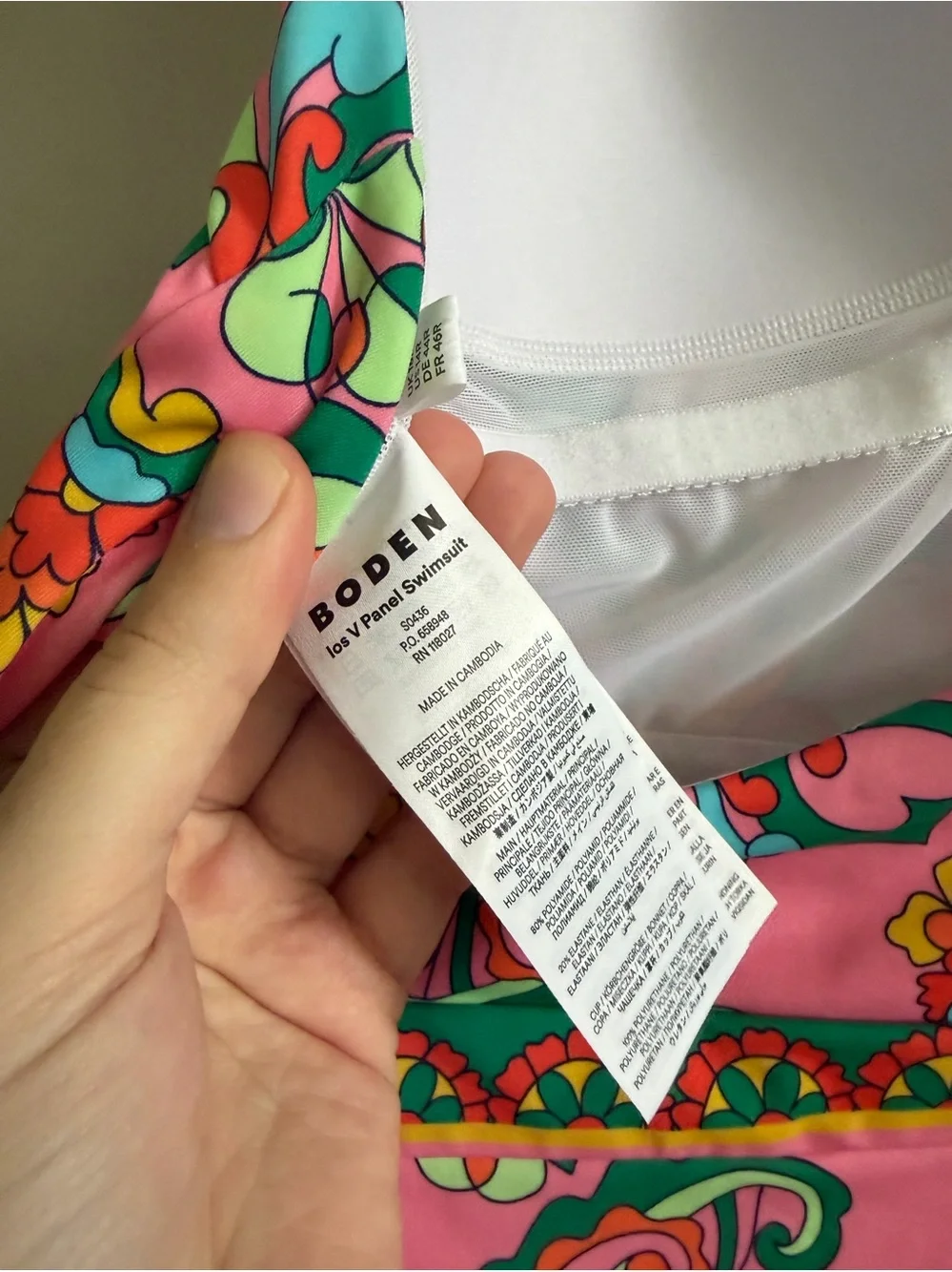 BODEN los V Panel Swimsuit Pink Floral NWOT Size 14R